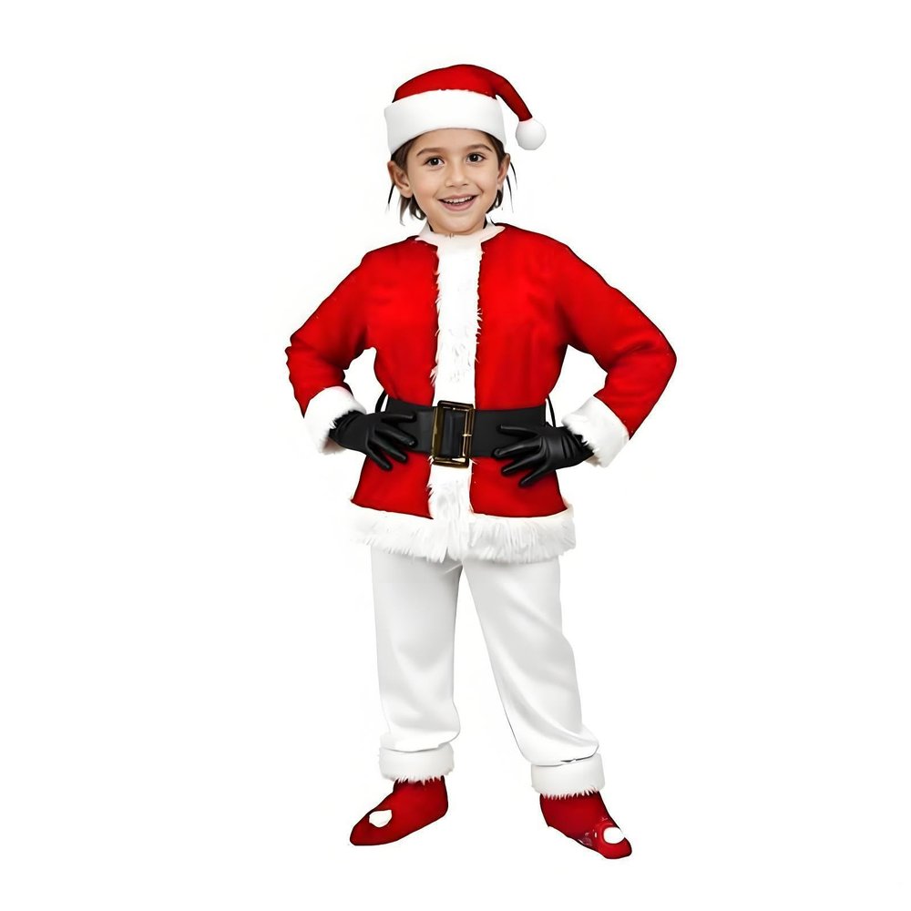 CFGPMM 6PCS Kids Green Monster Costume Santa Claus Outfit for Boys Girls Christmas Cosplay Party Accessory Suits (S)