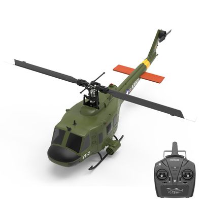 RC Helicopter Model with Optical Flow Positioning F07 1/34 Scale UH-1 Huey 2.4G 6CH Brushless Direct-Drive 3D/6G Flybarless (RTF Version/Military Green)