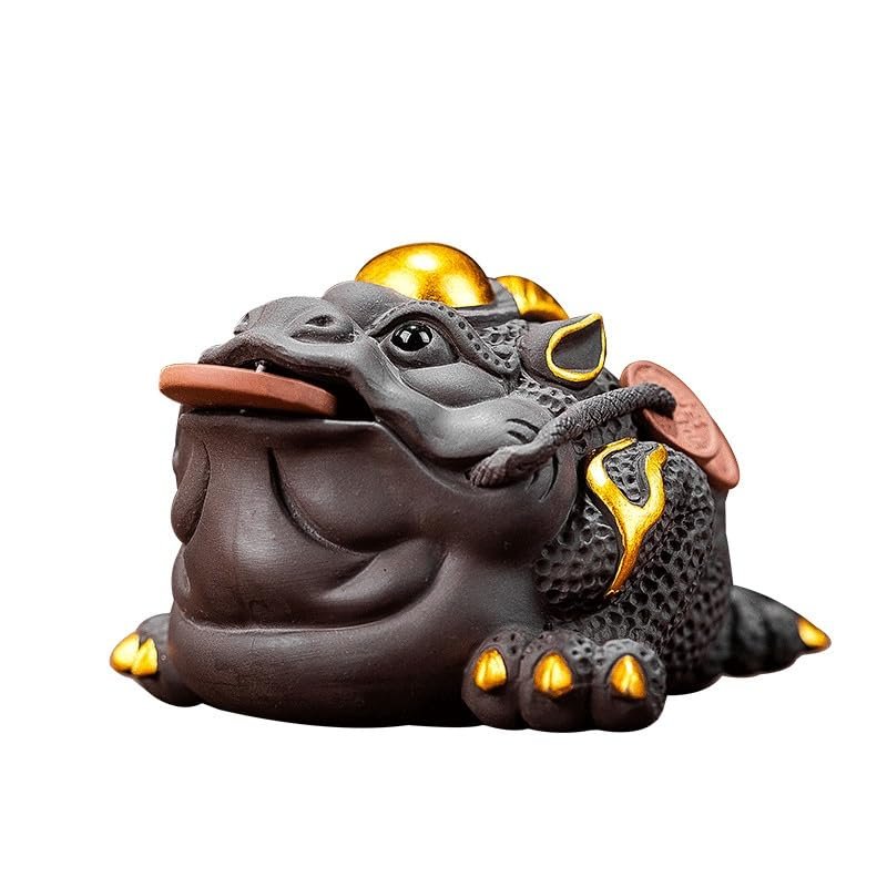 NUHSLF Tea Pet Tea Pets Purple Clay Tea Pet Ornaments Golden Chan Zen Tea Ceremony Tea Play Tea Treasure Living Room Tea Table Ornaments Gongfu Tea Set Kung Fu Tea SetA