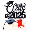 Class of 2025 Cake Topper, Congrats Grad, So Proud of You, 2025 High School College Graduation Party Decorations Supplies for Boys Girls, Black Glitter view 1