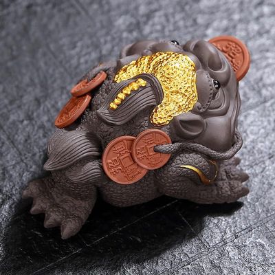 NUHSLF Tea Pet Tea Pets Creative Purple Sand Tea Pet Good Luck Golden Toad Golden Tea Play Ornaments Kung Fu Tea Set Tea Table Gongfu Tea Set Kung Fu Tea SetB