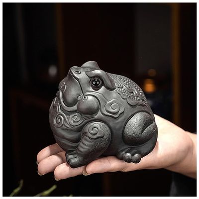 NUHSLF Tea Pet Tea Pets Purple Sand Tea Pet Ornaments Golden Toad Tea Set Tea Play Tea Table Toad Exquisite Handmade Tea Table Ornaments Gongfu Tea Set Kung Fu Tea SetB