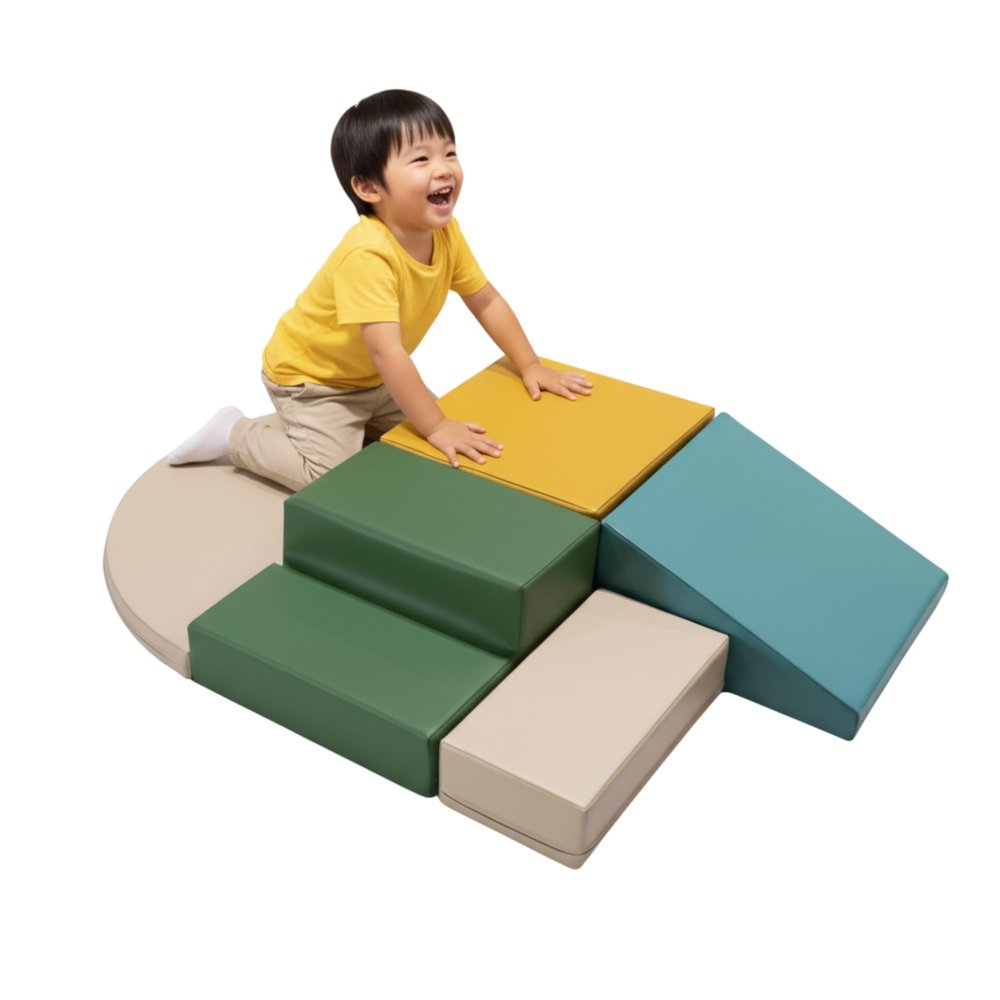 IGLU Soft Play Montessori Large Foam Blocks in Pastel Baby Crawling Helper Forms and Slide Indoor Climbing Toys for Toddlers 1-2