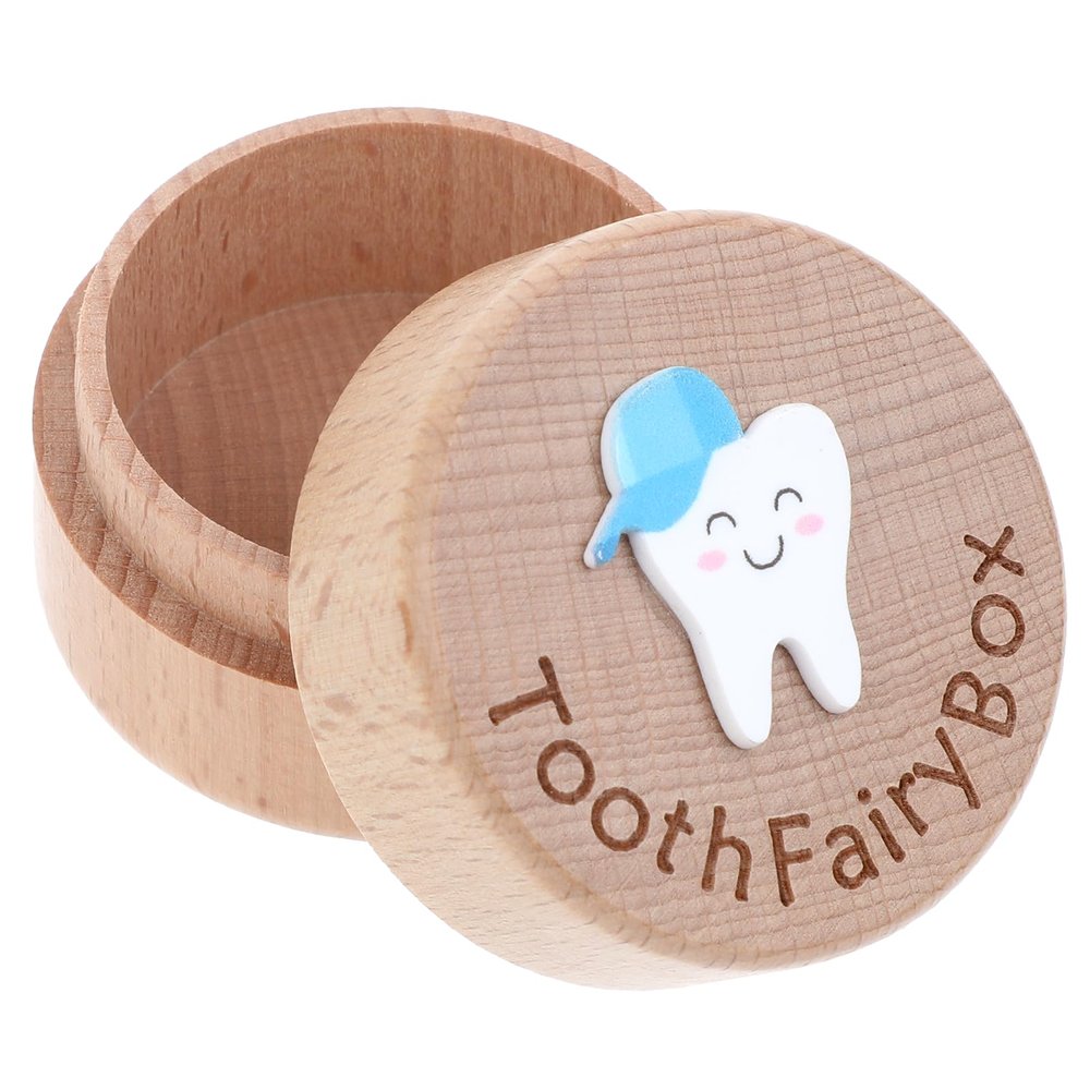 Aeaocvo Tooth Fairy Tooth Holder 3D Carved Tooth Fairy Box, Wood Baby Tooth Box, Cute Lost Tooth Holder for Kids' First Lost Teeth, Dropped Tooth Keepsake Box for Boys Girls