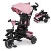 Kinder King Kids Tricycle, 8 in 1 Folding Toddler Trike w/Adjustable Push Handle, Rotatable Seat, Adjustable Canopy, Bell, Five-Point Harness, Storage, Bike Tricycle for Toddlers 1-3, Pink view 1