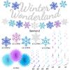 28pcs Winter Snowflake Hanging Swirls Decorations, Winter Wonderland Decorations Snowflake Hanging Swirls Decoration Glittery Ornament Banner for Winter Frozen Baby Shower Party Home Decorations view 2