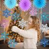 28pcs Winter Snowflake Hanging Swirls Decorations, Winter Wonderland Decorations Snowflake Hanging Swirls Decoration Glittery Ornament Banner for Winter Frozen Baby Shower Party Home Decorations view 3