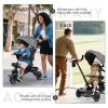 Kinder King Kids Tricycle, 8 in 1 Folding Toddler Trike w/Adjustable Push Handle, Rotatable Seat, Adjustable Canopy, Bell, Five-Point Harness, Storage, Bike Tricycle for Toddlers 1-3, Grey view 3