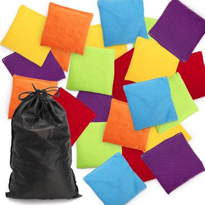 Coloch 24 Pack Cornhole Bean Bags for Tossing, 3.9x 3.9 Hand Tossing Bean Bag with Carrying Bag Colorful Canvas Toss Bags for Party, Throwing Game, Assorted Colors