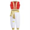 Nikiikoo Kids Boys Halloween Cosplay Dress Up Arabian Prince Costume Open Front Vest and Pants Set Red 6 Years view 1