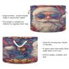 Maunzc Blanket Storage Basket for Living Room - Hippie Santa Claus Large 20"x20"x14" Cotton Rope Handles Laundry Basket, Foldable for Toy Storage, Blanket Basket view 3
