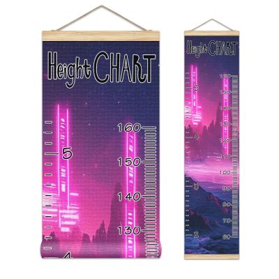Adorable Cartoon Kids Height Wall Chart Perfect Growth Chart for Wall Easy Tracking with Fun Height Chart for Kids Durability Vibrant Growth Chart for Room Decor Measurement Cyberpunk Moon