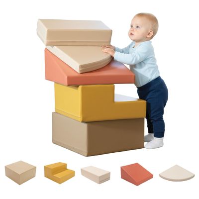IGLU Soft Play Montessori Large Foam Blocks in Pastel Baby Crawling Helper Forms and Slide Indoor Climbing Toys for Toddlers 1-2