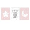 3 Pink Bedroom Poster Moon Stars Love Quote 30 x 40 cm Canvas Children's Room Wall Decoration Pink and White Deco Baby Girl Room without Frame view 3