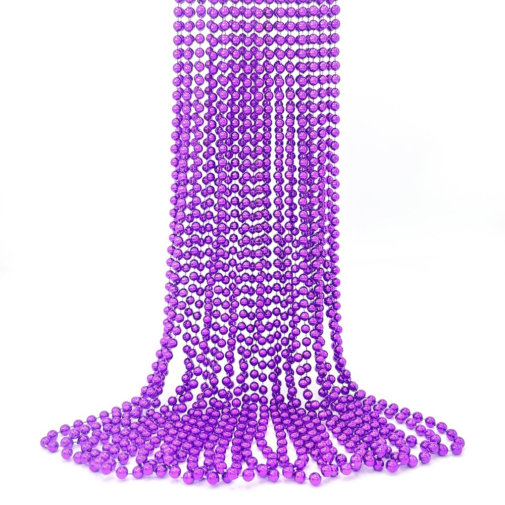 12 PCS Mardi Gras Beads, Purple Bead Necklaces, 32" Metallic Plastic Beaded Necklaces, Parade Throws Set Party Supplies Party Accessories Decor for Carnival Christmas Xmas Bridal Pirate Halloween