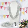 12 PCS Bead Necklaces, Silver Mardi Gras Beads, Metallic Plastic Beaded Necklaces, 32" Parade Throws Set Party Supplies Party Accessories Decor for New Year Christmas Carnival Bridal Pirate Birthday view 3