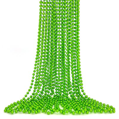 12 PCS Green Mardi Gras Beads, St Patricks Day Bead Necklace Plastic Beaded Necklace Party Accessories Decor 32" Parade Throws Party Supplies for St. Patricks Day Christmas Xmas Carnival Baby Shower