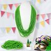 12 PCS Green Mardi Gras Beads, St Patricks Day Bead Necklace Plastic Beaded Necklace Party Accessories Decor 32" Parade Throws Party Supplies for St. Patricks Day Christmas Xmas Carnival Baby Shower view 3