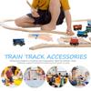 Wooden Train Track, 2pcs Wooden Railway Intersections Switch Track Accessories Toy Train Set Turntable Rail Station Accessory Educational Fun for Kids view 4