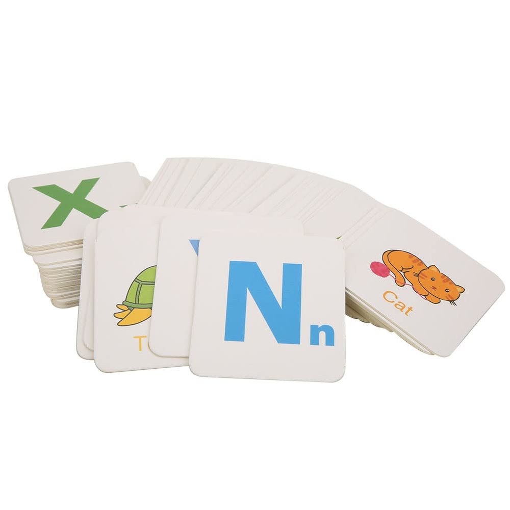 Educational Cognitive Learning Card Toy with Storage Box for Kids (Pink 56 Animal Cards)