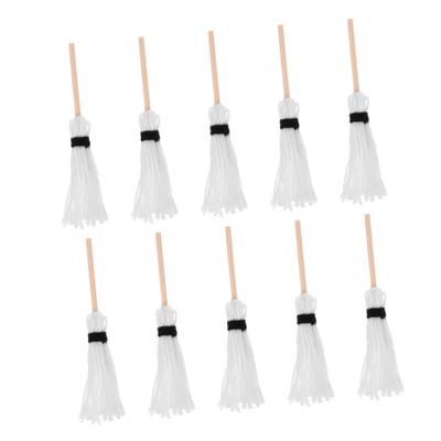 JOINPAYA 10pcs Mini Mop Miniature Broom Model Halloween Broom Stick Witches s Small Miniature Prop e Decor e Wizard Cotton White