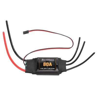Alomejor 80A Brushless ESC High Reliability Electronic Speed Controller Throttle Stroke Setting for RC Airplane Helicopter ((80A))