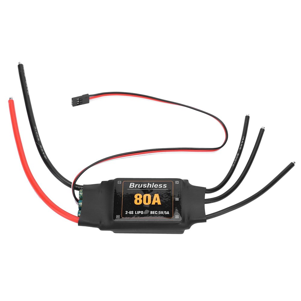 Alomejor 80A Brushless ESC High Reliability Electronic Speed Controller Throttle Stroke Setting for RC Airplane Helicopter ((80A))