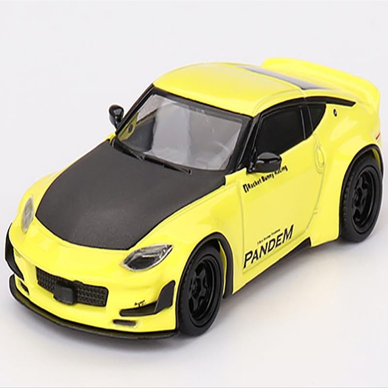Z Pandem Yellow with Carbon Hood Limited Edition to 4800 Pieces Worldwide 1/64 Diecast Model Car by Mini GT MGT00752
