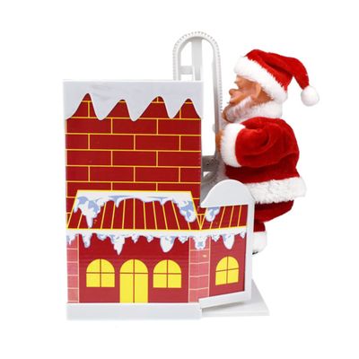 Nirelief Electric Santa Claus Climbing Down and Down Chimney Xmas Santa Toy Battery Operated Music Doll Christmas Ornament Gift for Kids No Battery
