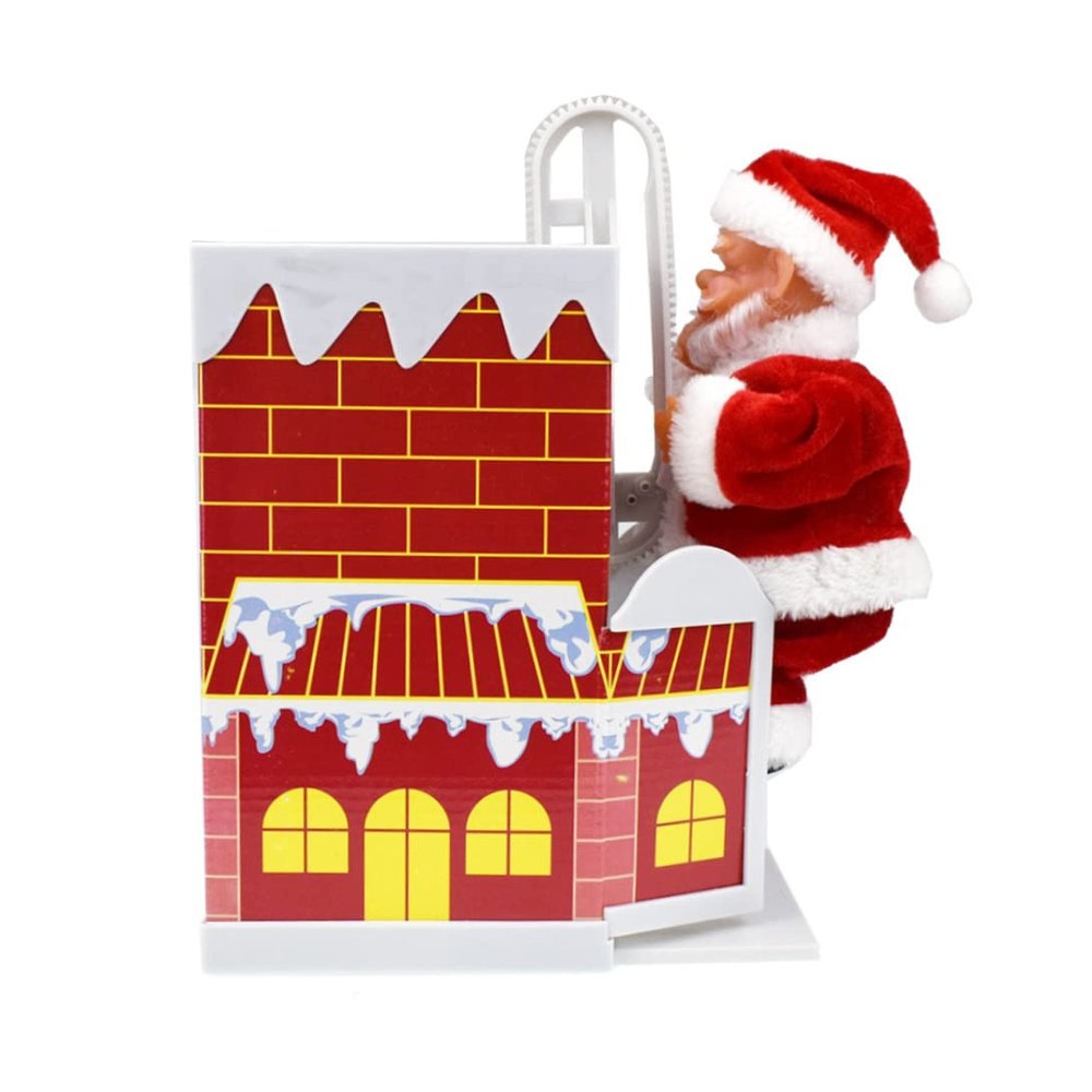 Nirelief Electric Santa Claus Climbing Down and Down Chimney Xmas Santa Toy Battery Operated Music Doll Christmas Ornament Gift for Kids No Battery