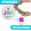 KOMARC GAMES StickiKubes, Mini Stacking Cubes That Stick to Anything, Non Toxic Kid Safe Sticky Blocks, Creative Construction Toy - 125 Cubes, 5 Neon Colors, Tub view 2