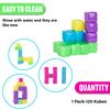 KOMARC GAMES StickiKubes, Mini Stacking Cubes That Stick to Anything, Non Toxic Kid Safe Sticky Blocks, Creative Construction Toy - 125 Cubes, 5 Neon Colors, Tub view 3