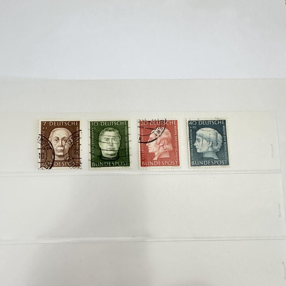 4 Germany Stamps Federal Republic Welfare: Helpers of Mankind 1954 (Stamps for Collector) No Charge Postage Inside US