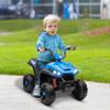 Qaba 12V Kids ATV, Battery Powered Ride on Four Wheeler with Spring Suspension, Forward & Reverse, LED Lights, Music, MP3, Kids Electric Car for Boys Girls, Blue view 2