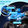 Qaba 12V Kids ATV, Battery Powered Ride on Four Wheeler with Spring Suspension, Forward & Reverse, LED Lights, Music, MP3, Kids Electric Car for Boys Girls, Blue view 4