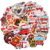 100Pcs Fire Truck Stickers, 2.4'' Waterproof Firefighter Stickers for Kids, Cute Vinyl Fire Helmet Reward Sticker Fire Safety Decals, Firetruck Stickers for Scrapbooking Water Bottle Skateboard Decor view 1