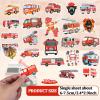 100Pcs Fire Truck Stickers, 2.4'' Waterproof Firefighter Stickers for Kids, Cute Vinyl Fire Helmet Reward Sticker Fire Safety Decals, Firetruck Stickers for Scrapbooking Water Bottle Skateboard Decor view 2