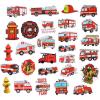 100Pcs Fire Truck Stickers, 2.4'' Waterproof Firefighter Stickers for Kids, Cute Vinyl Fire Helmet Reward Sticker Fire Safety Decals, Firetruck Stickers for Scrapbooking Water Bottle Skateboard Decor view 4