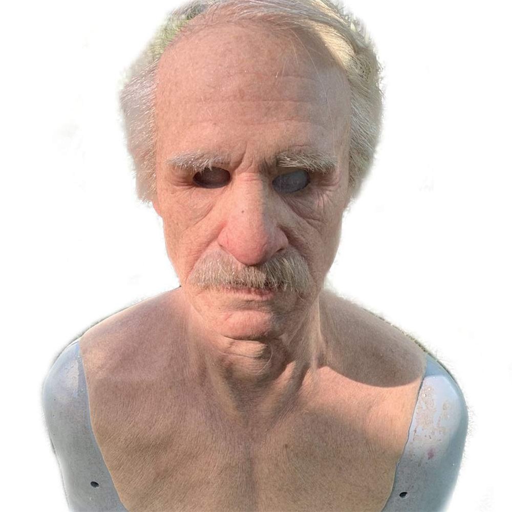 Nurnesy Festival Old Man Mask Realistic,Scary Wrinkle Latex Mask -Latex Headgear Cosplay Party Costume Mask -Soft Elder Mask (skin colour)
