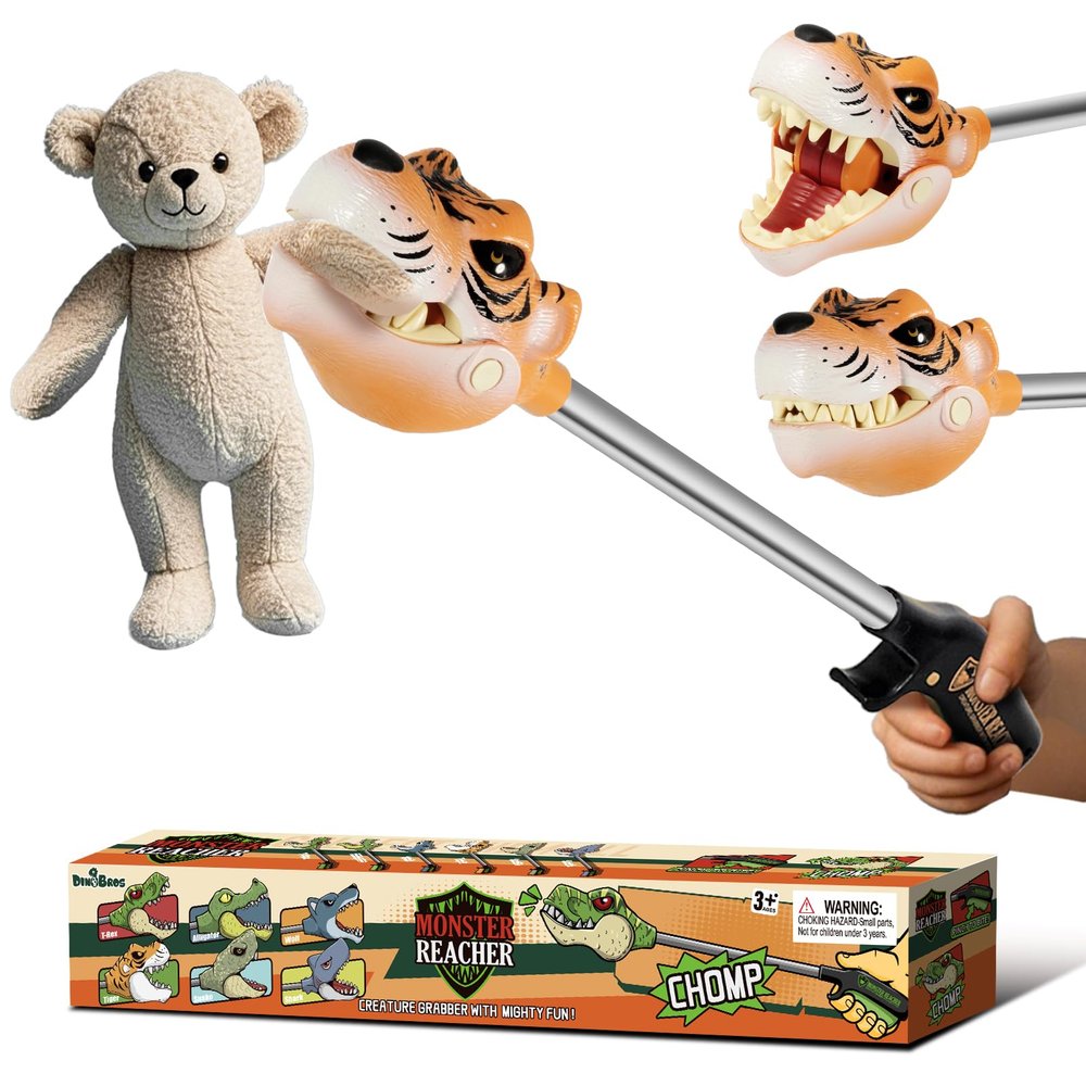 DINOBROS Tiger Grabber Toys Pincher Snapper Chomper Monster Reacher Robot Hand Animal Toy for Kids