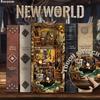 Roroom DIY Book Nook Kit, DIY Dollhouse Bookshelf Insert Decor Alley,3D Wooden Puzzle with LED Lighting Book Nook Wood Bookend Model Building (New World-SQ36) view 2