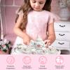 Porcelain Tea Set for Girls, Tea Party Set for Little Girls, Kids Tea Set Kitchen Pretend Play, Princess Tea Time Playset with Teapot Cups Carry Case, Toddler Girl Toys Birthday Gifts Age 3+ view 3