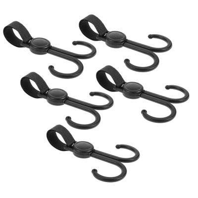 COOLHIYA 5pcs Double Hook Organizer for Bags Clothes and Toys Stroller Hook for Home and Back Use