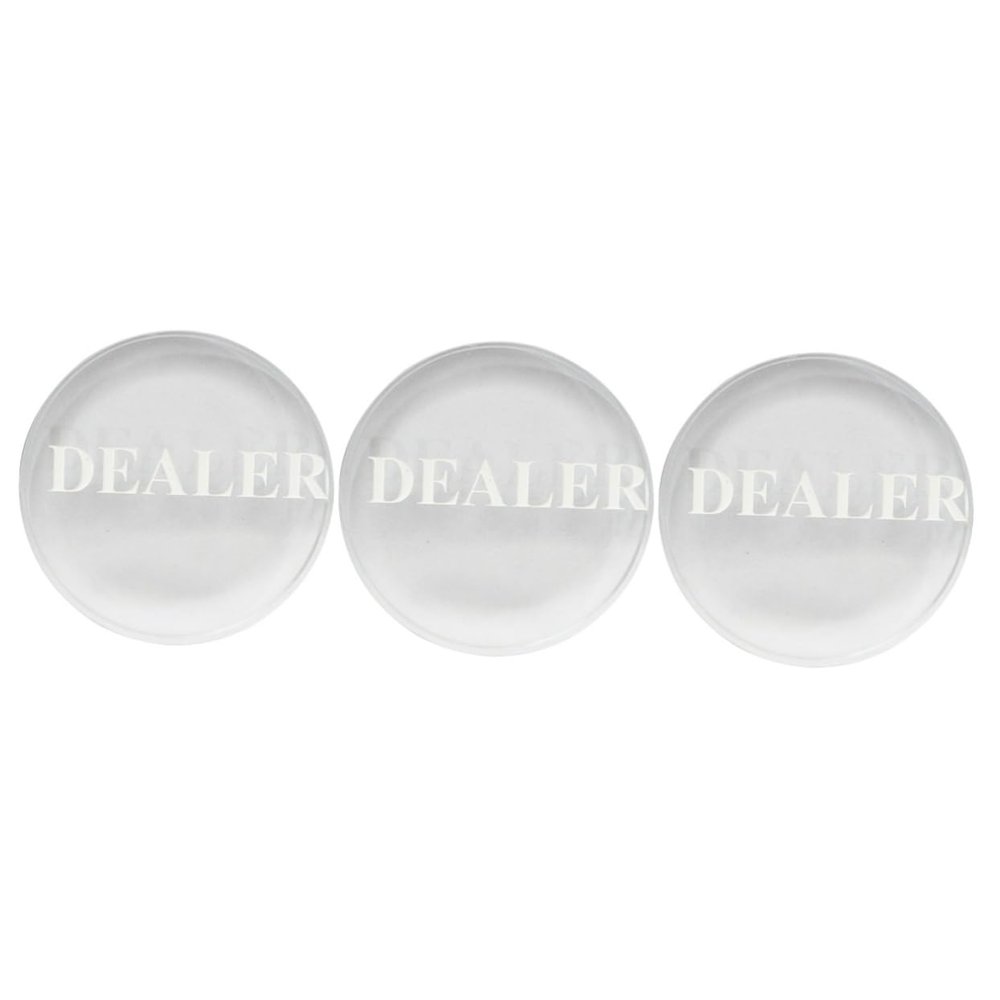 WHAMVOX 3pcs Professional Compact Transparent Poker Button Game Accessory for Tournaments Events and Engraved for Readability and Convenience