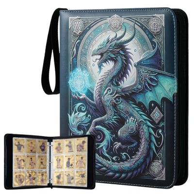 9-Pocket 3-Ring Trading Card Binder Includes 50 Double-Sided Sleeves, Holds 900 Cards, Zippered Cute Card Holder for Boys & Girls Collectors