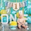 1st Birthday Decorations Boy, First Birthday Party Decoration High Chair Banner 1st Birthday Blue Hat Crown Cake Topper Tassels Photo Backdrop for Baby Boy Toddlers view 2