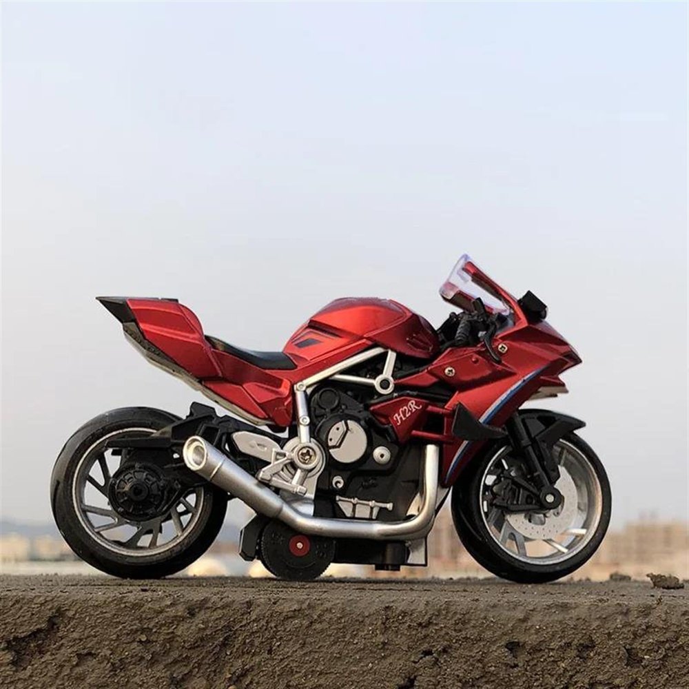 Collection 1/12 Motorcycle Simulation Diecast Model Collection Birthday Present for Kawasaki Ninja H2R(Red Foam Box)