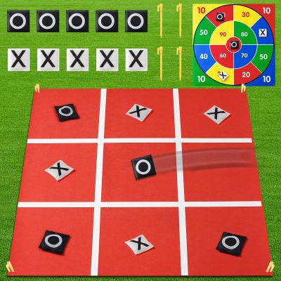 Giant Tic Tac Toe Bean Bag Toss Easter Outdoor Games for Kids Adults Double-Sided Family Nights Camping Backyard Lawn Indoor Games Toss Across 10 Bean Bags
