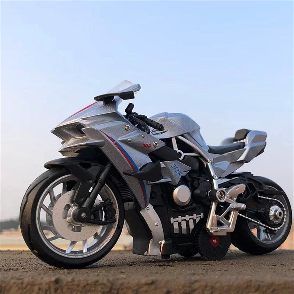 Collection 1/12 Motorcycle Simulation Diecast Model Collection Birthday Present for Kawasaki Ninja H2R(Gray Foam Box)