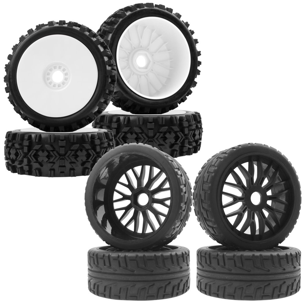 1/8 RC Buggy Tires and 17mm Hex Wheels Rim OD 104mm Rubber & RC Hobby OD 4.72" 1/8 Scale RC Buggy Wheels & Rubber Tires 17mm Hex Rims